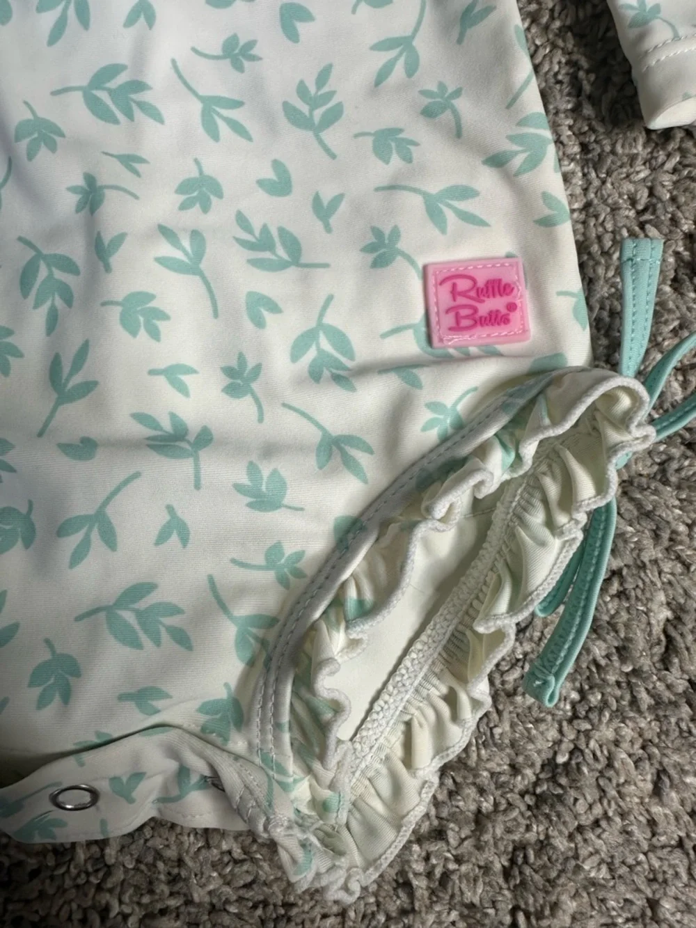 RuffleButts Whimsical Charm Long Sleeve One Piece Rash Guard swimsuit 3-6 mo